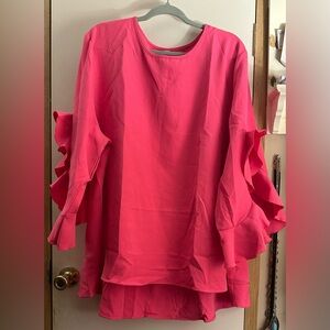 Women's Ruffled Sleeve Top - Pink
